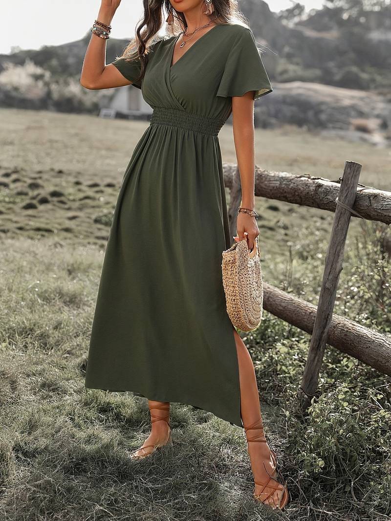 Sandra Elegant V-neck Bohemian Dress for Women Day to Night Outfit