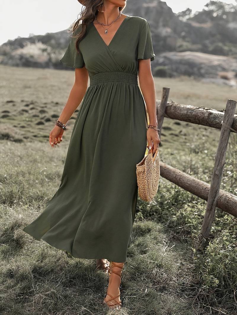 Sandra Elegant V-neck Bohemian Dress for Women Day to Night Outfit