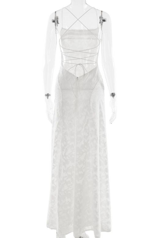 Ivy Bodycon Maxi Dress - White Pearl