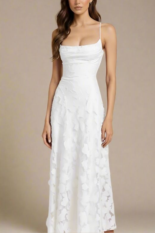 Ivy Bodycon Maxi Dress - White Pearl