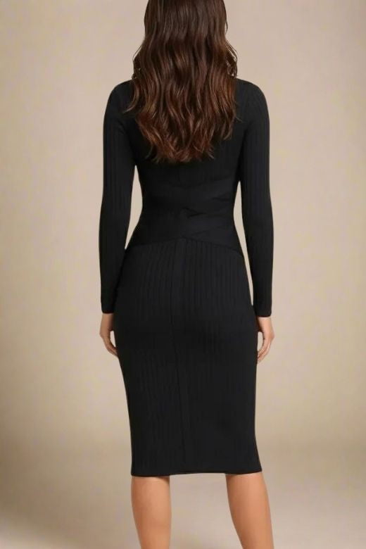 Jane Long Sleeve Bodycon Midi Dress - Classic Black