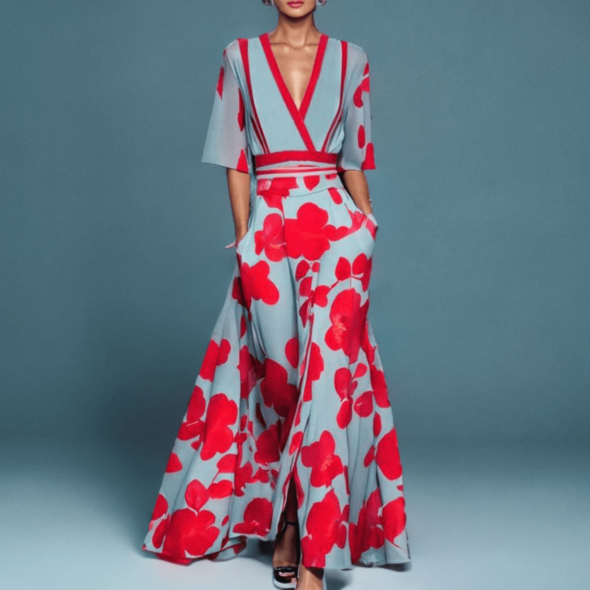 Graciela Floral Print Maxi Dress for Women Elegant Evening Look