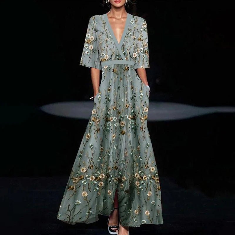 Graciela Floral Print Maxi Dress for Women Elegant Evening Look
