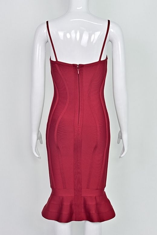 Joy Bandage Midi Dress - Red Wine