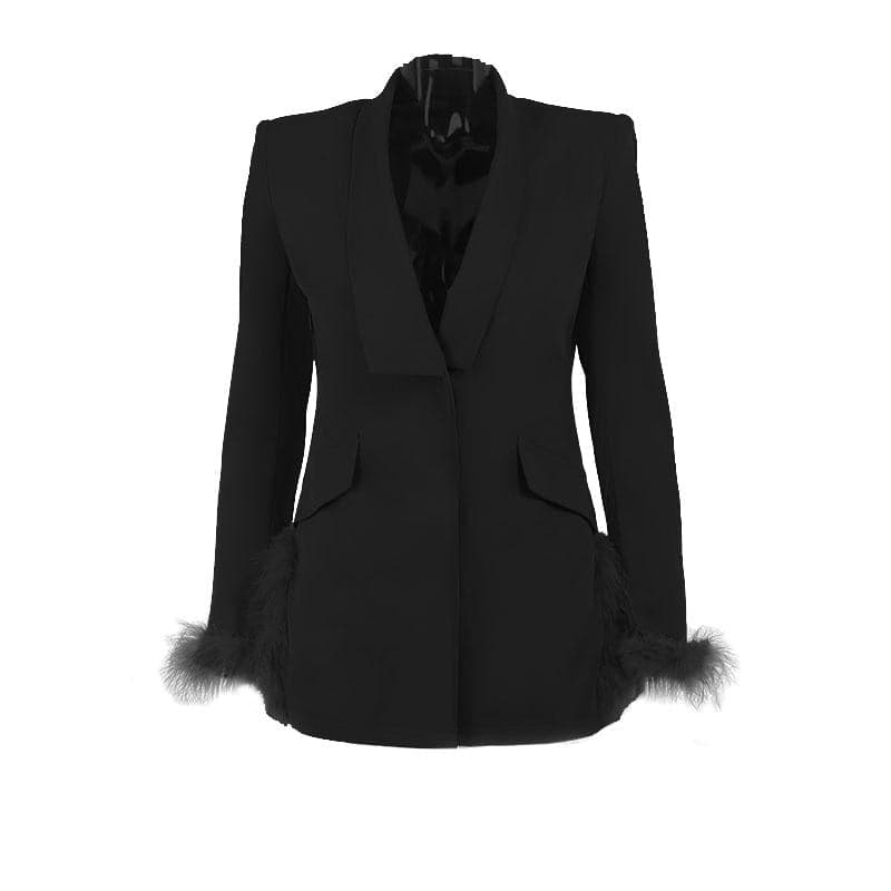 Feather turnover collar long sleeve v neck solid button mini dress