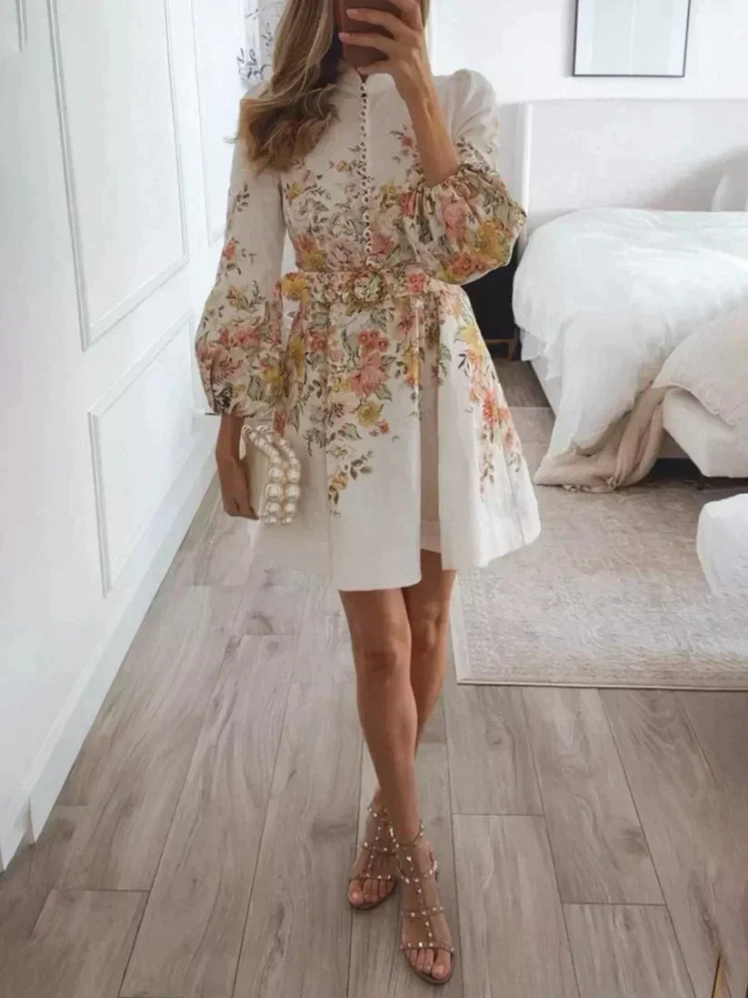 Jacinta Premium Printed Button Front Mini Dress Evening Wear Edit