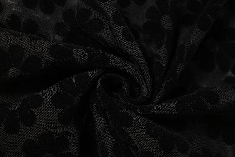 Mesh see through floral embroidery O ring hollow out halter maxi dress