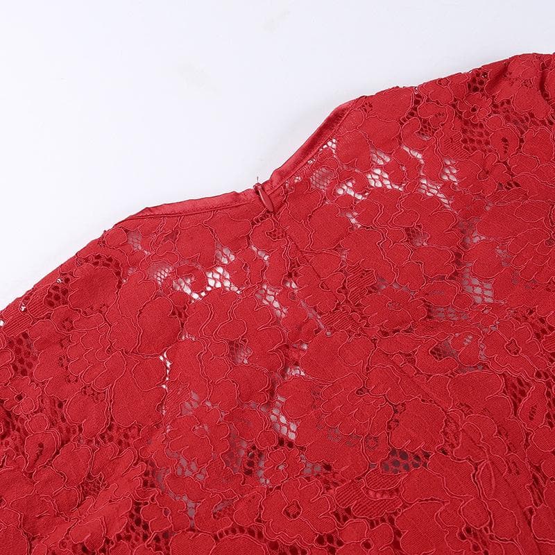 Lace zip-up long sleeve patchwork padded mini dress