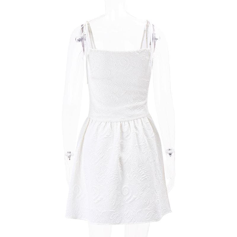 Textured corset lace up zip-up ruched sleeveless mini dress