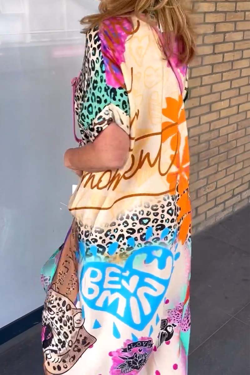 Milagros Chic Casual Leopard Print Dress with Short Sleeves Silhouette Collection