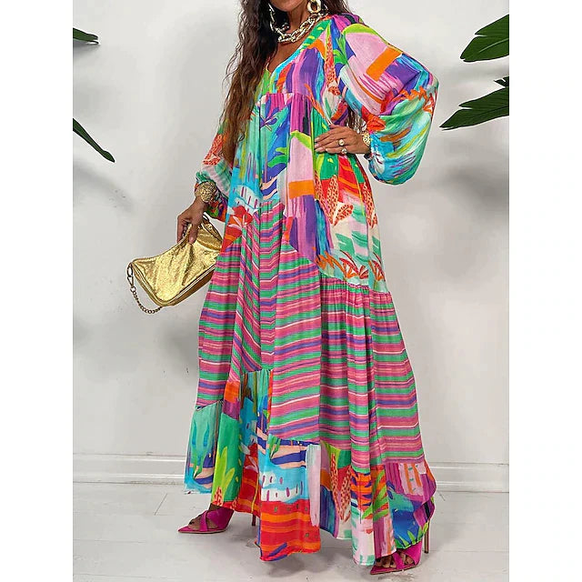 Nahia Loose Boho Maxi Dress with Floral Print for Women Stylish Outfit