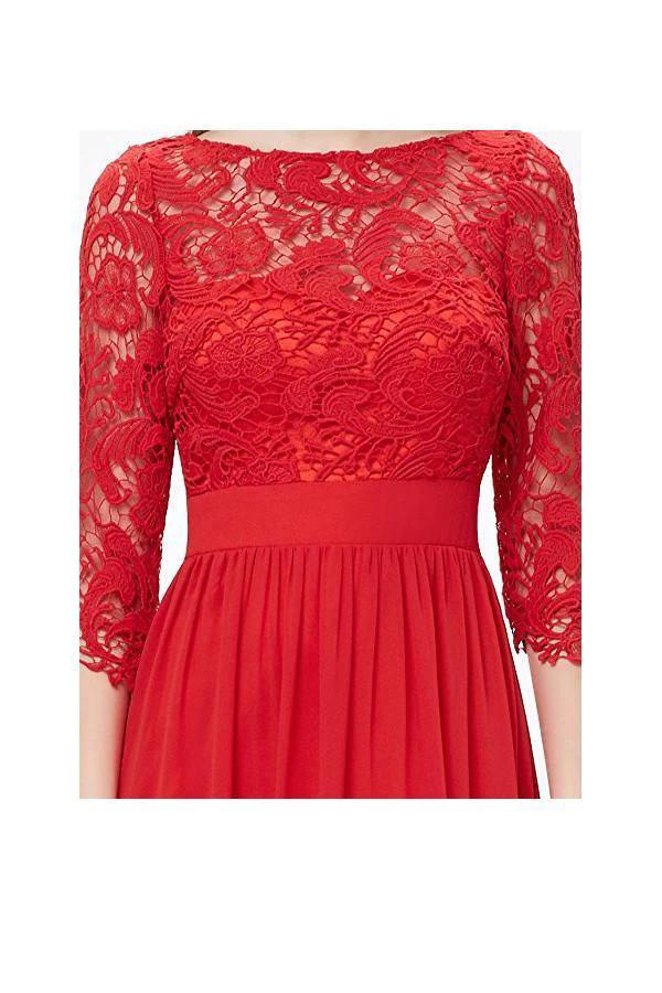 Lace Long Sleeve Floor Length Evening Dress Prom Dress (ZD13177)