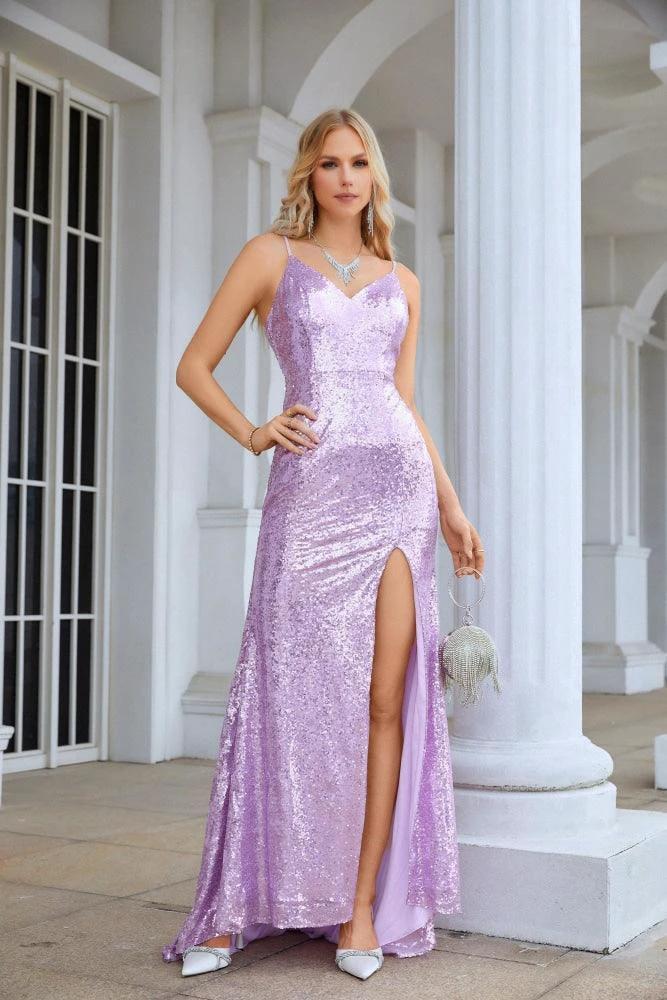 Ladies Spaghetti Strap Sequined Mermaid Long Bridesmaid Dresses Prom Wedding Party Evening Dresses 28083 (ZD16983)