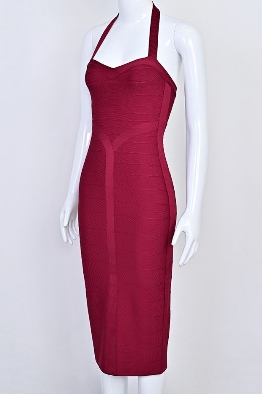 Lara Bandage Midi Dress - Red Wine