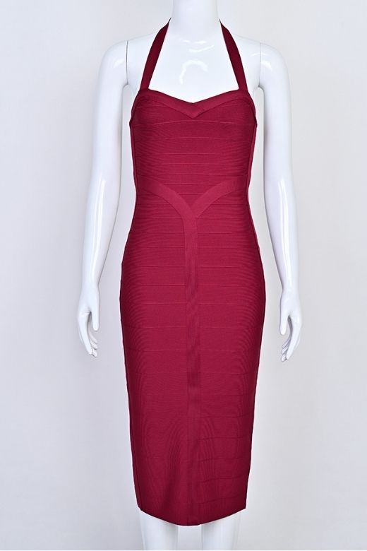 Lara Bandage Midi Dress - Red Wine