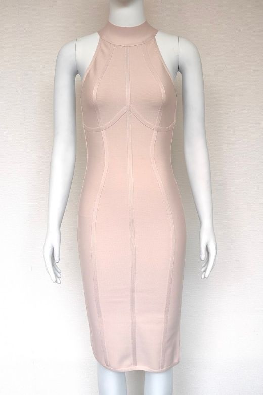 Lea Bandage Midi Dress - Beige