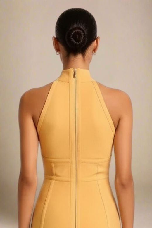 Lea Bandage Midi Dress - Mustard Yellow