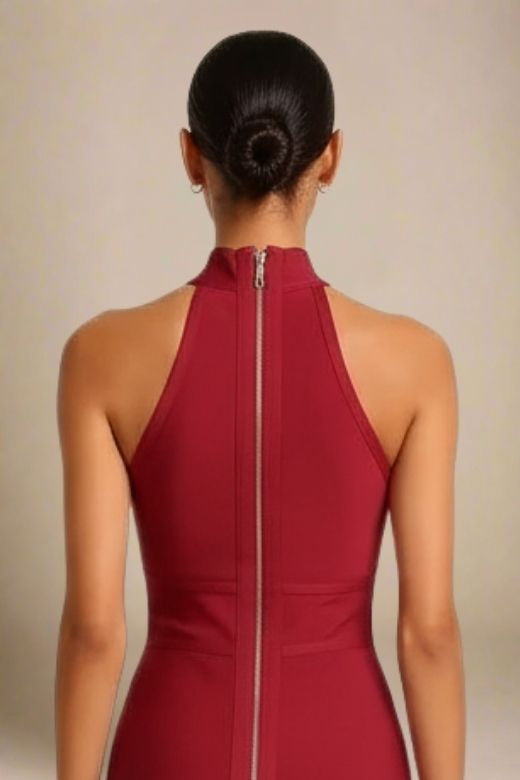 Lea Bandage Midi Dress - Red Wine
