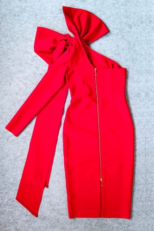 Lela Long Sleeve Bandage Midi Dress - Lipstick Red