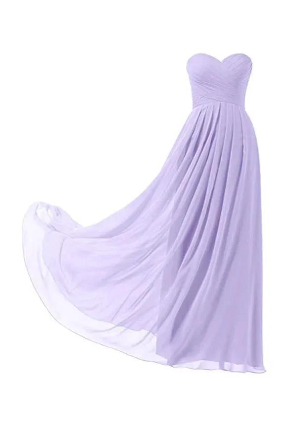 Lilac Chiffon Bridesmaid Dress Floor Length Prom Evening Gown (ZD13183) - VelvetHem