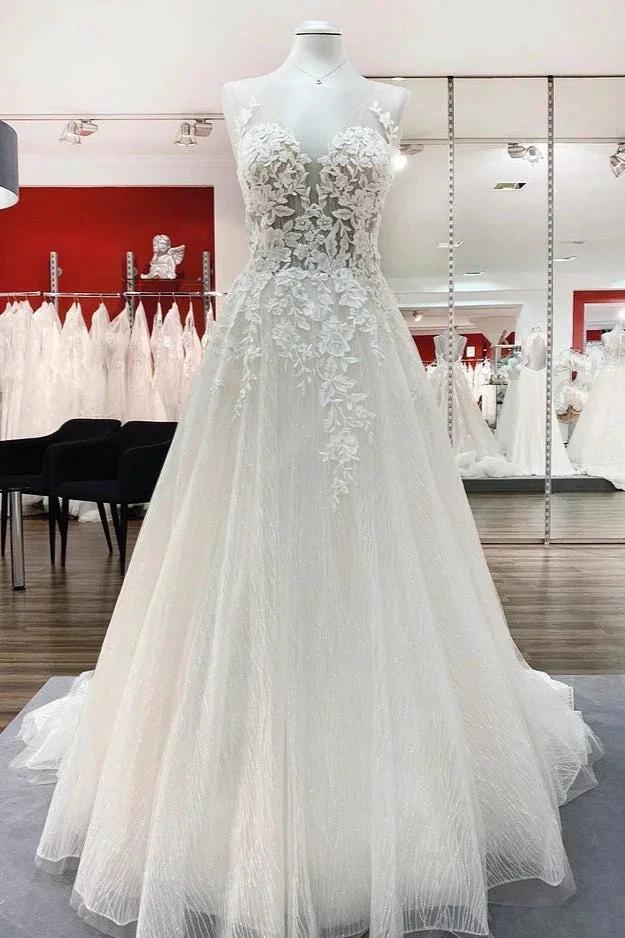 Long A-line Sweetheart Tulle Open Back Wedding Dress (ZD15251)