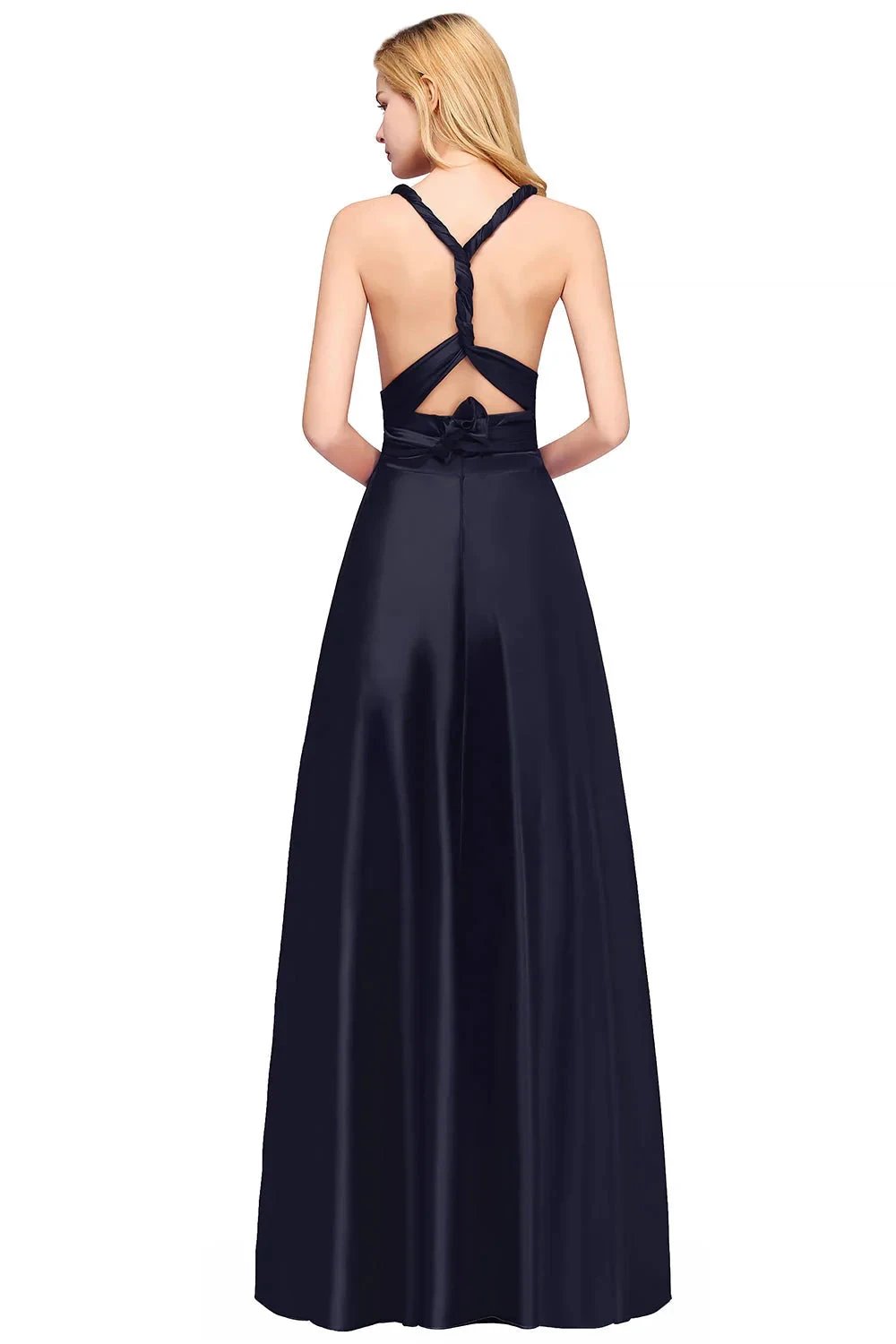 Spaghetti Straps Satin Long Bridesmaid Dresses Prom Party Gown (ZD13139)