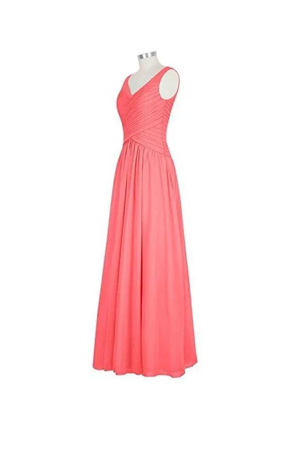 Long Chiffon Straps V-neck Bridesmaid Dresses (ZD13192)