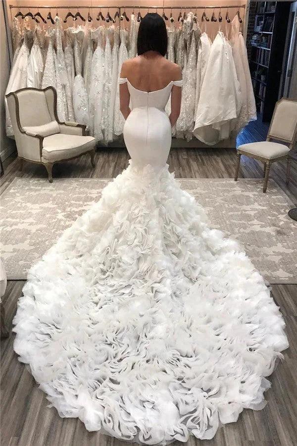Long Mermaid Off-the-shoulder Tulle Wedding Dresses (ZD14469)
