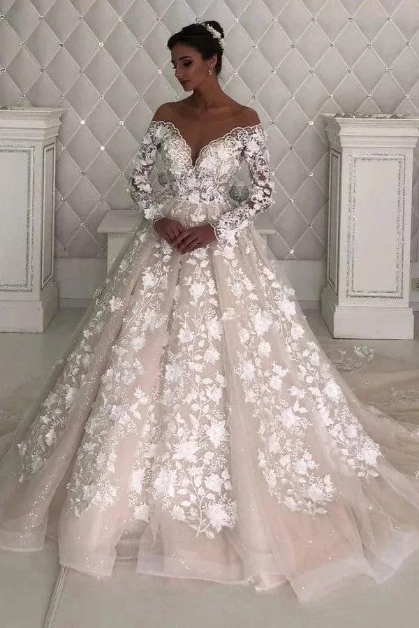 Long Sleeves Lace Designer Wedding Dress leeves (ZD13831)