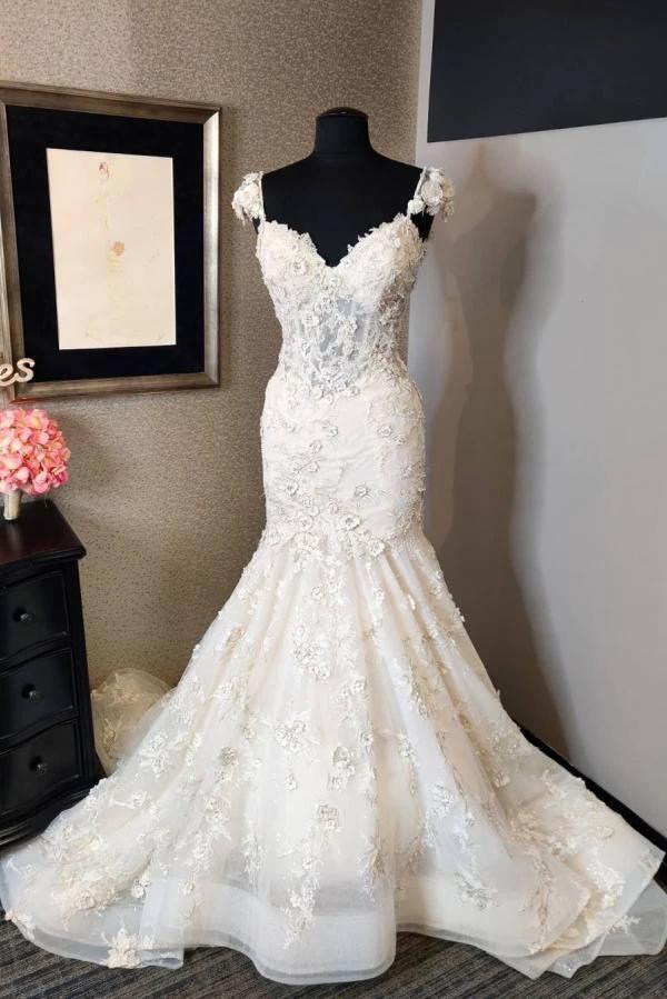 Luxury Mermaid Sweetheart Lace Backless Wedding Dress (ZD14434) - VelvetHem