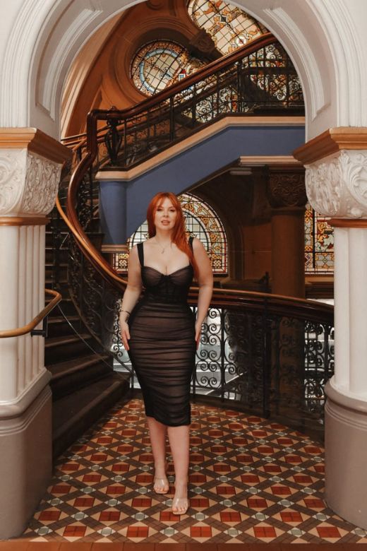 Marilyn Bodycon Wrap Midi Dress - Classic Black