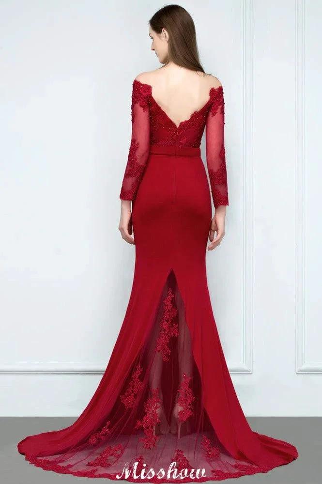 Mermaid Charmeuse Off-the-Shoulder V-Neck Floor-Length Bridesmaid Dress with Appliques (ZD12923)