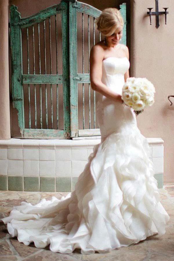 Mermaid Sweetheart Court Train Organza Wedding Dresses (ZD16330)