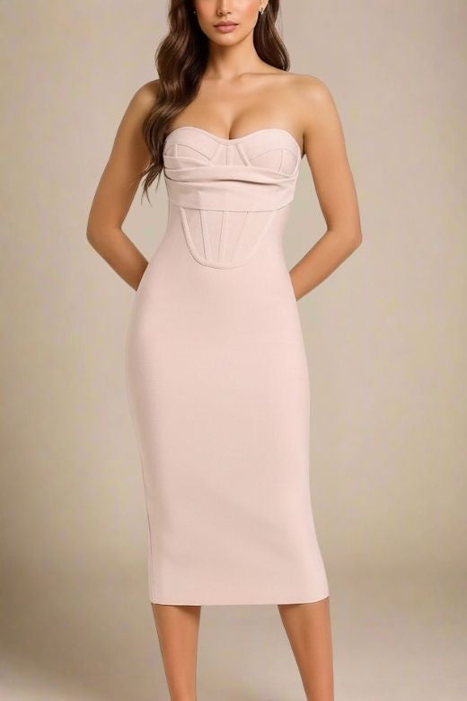 Miles Bodycon Midi Dress - Nude