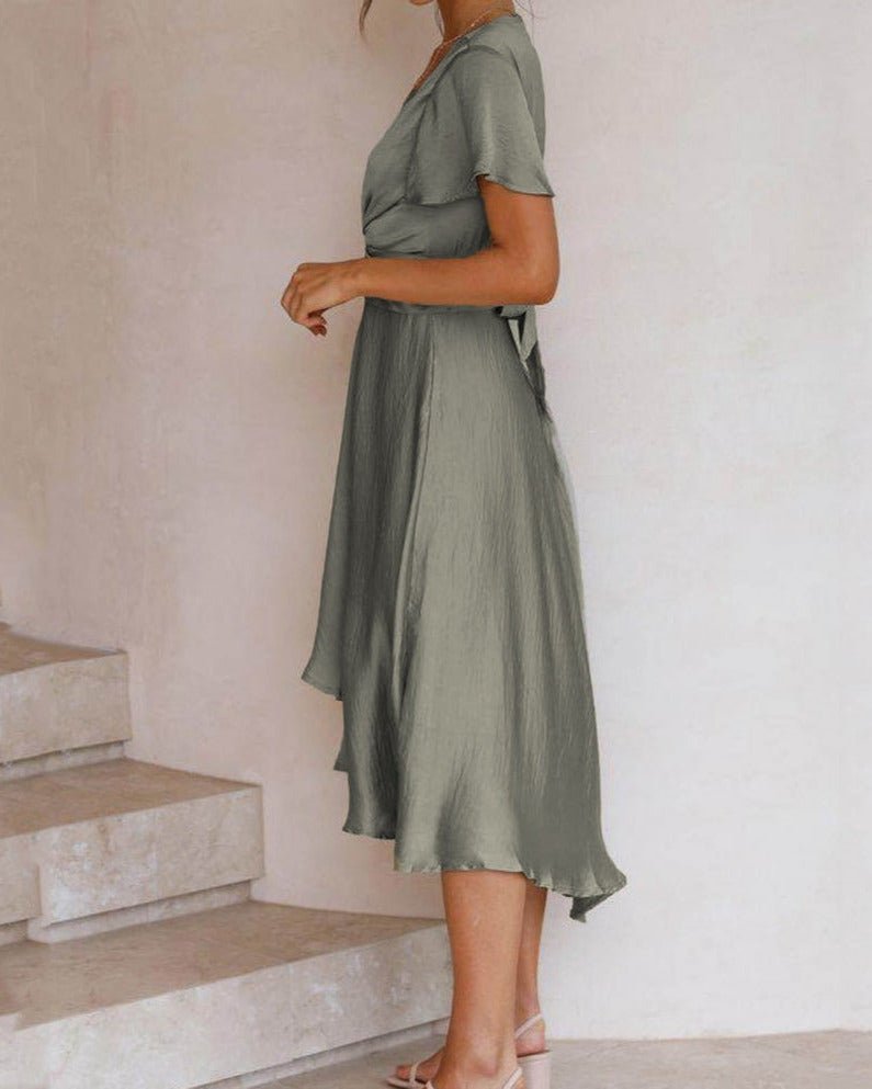 Ximena Airy V-neck Dress Made of Cotton with Cap Sleeves for Women