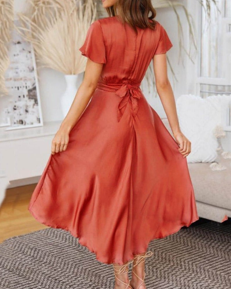 Ximena Airy V-neck Dress Made of Cotton with Cap Sleeves for Women
