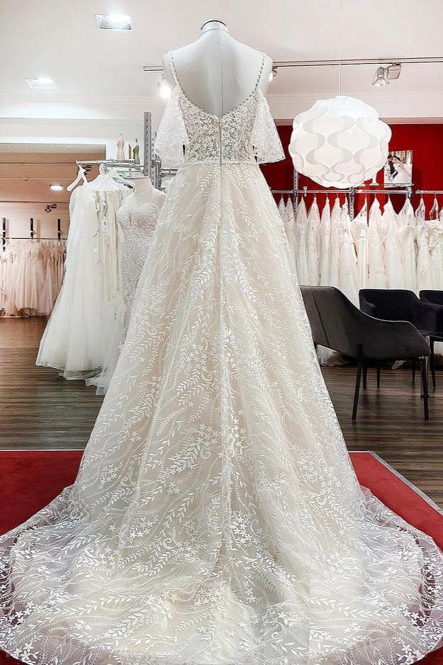 Modest Long A-line Sweetheart Tulle Lace Appliques Wedding Dress with Sleeves (ZD14275)