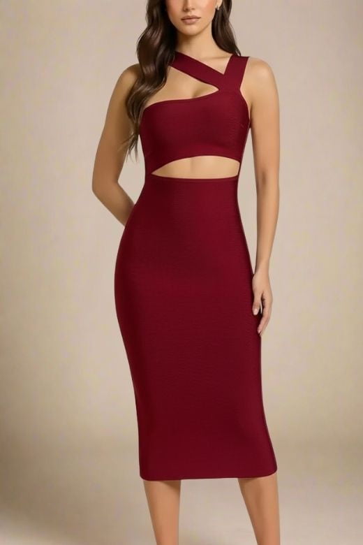 Molly Bandage Midi Dress - Red Wine