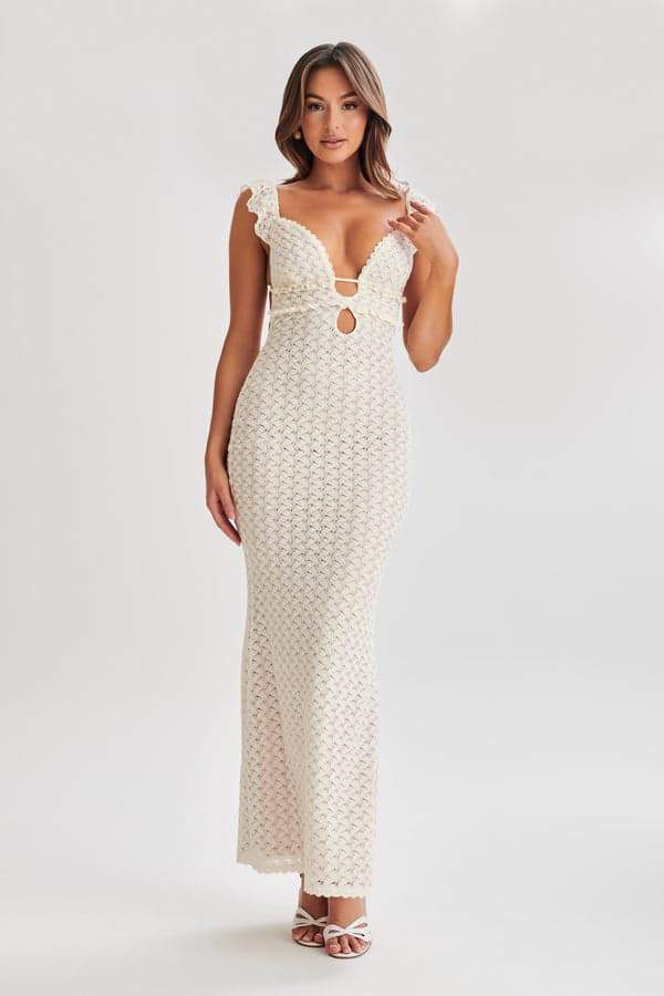 Muriel Ruffle Cut - out Knit Maxi Dress