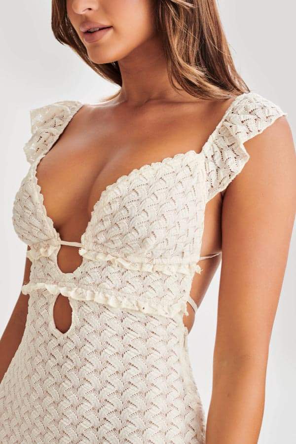 Muriel Ruffle Cut - out Knit Maxi Dress