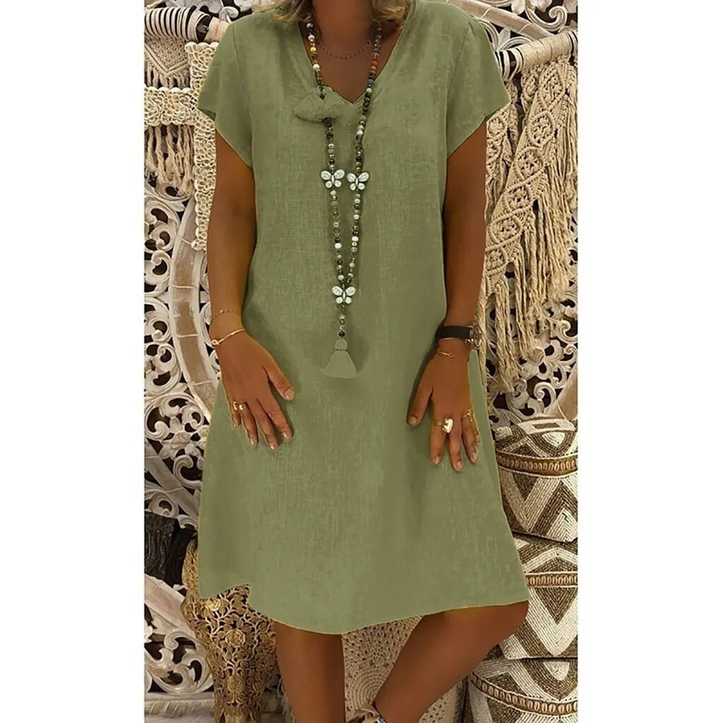 Ingrid Casual, Loose Cotton Dress for Women Brunch Outfit Idea