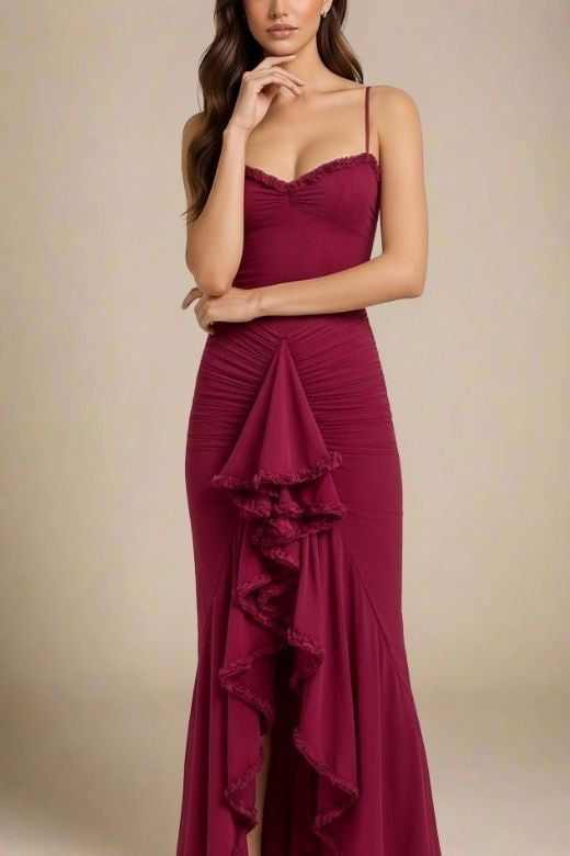 Noah Bodycon Wrap Midi Dress- Red Wine