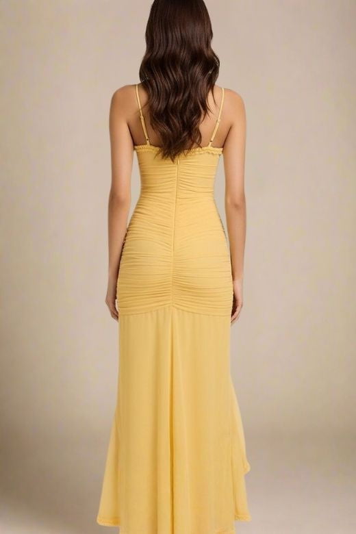 Noah Bodycon Wrap Midi Dress- Sun Yellow