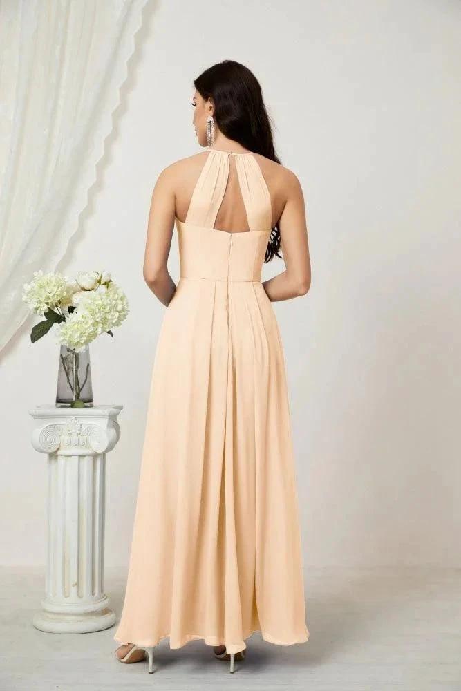 ZapDress Chiffon Halter Bridesmaid Dresses Long A-Line Formal Evening Dress 2805 (ZD16959)