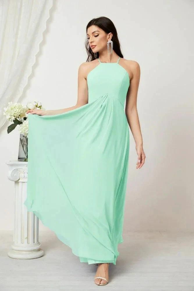 ZapDress Chiffon Halter Bridesmaid Dresses Long A-Line Formal Evening Dress 2805 (ZD16959)