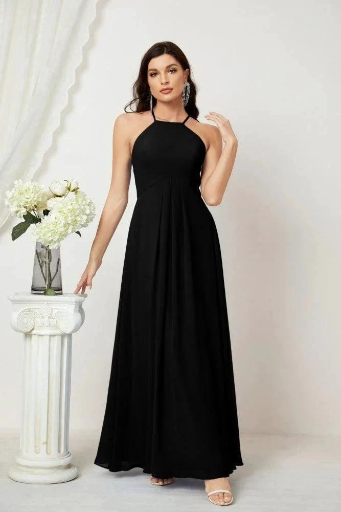 ZapDress Chiffon Halter Bridesmaid Dresses Long A-Line Formal Evening Dress 2805 (ZD16959)