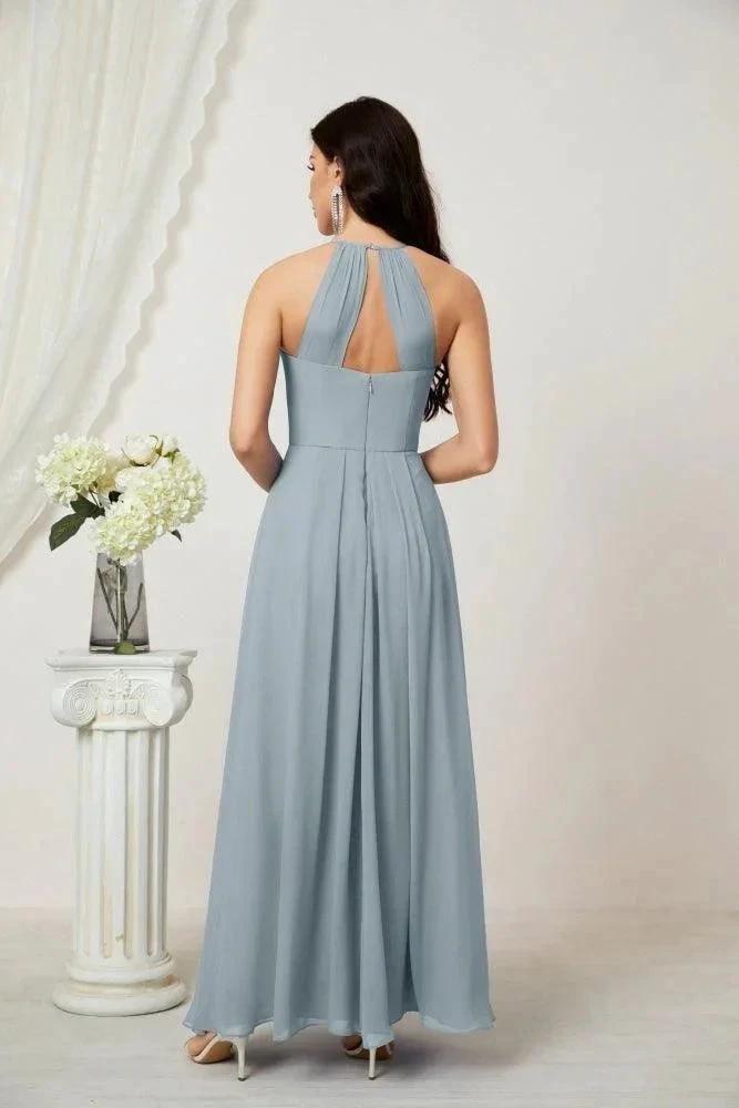 ZapDress Chiffon Halter Bridesmaid Dresses Long A-Line Formal Evening Dress 2805 (ZD16959)