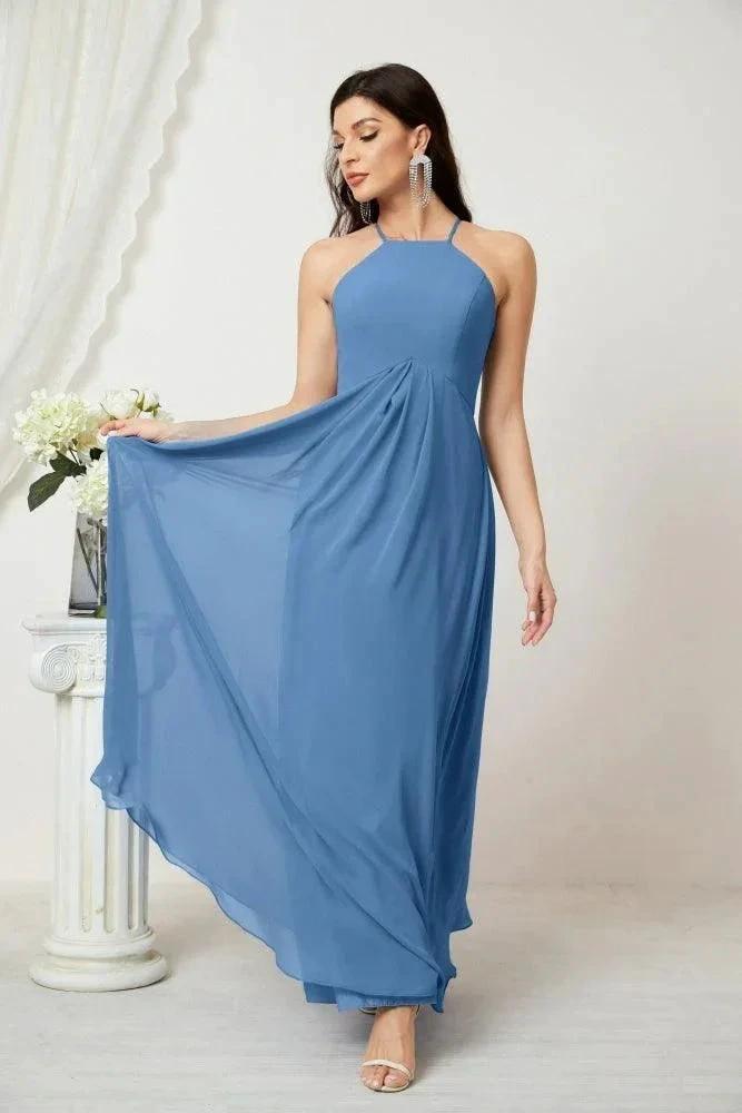 ZapDress Chiffon Halter Bridesmaid Dresses Long A-Line Formal Evening Dress 2805 (ZD16959)