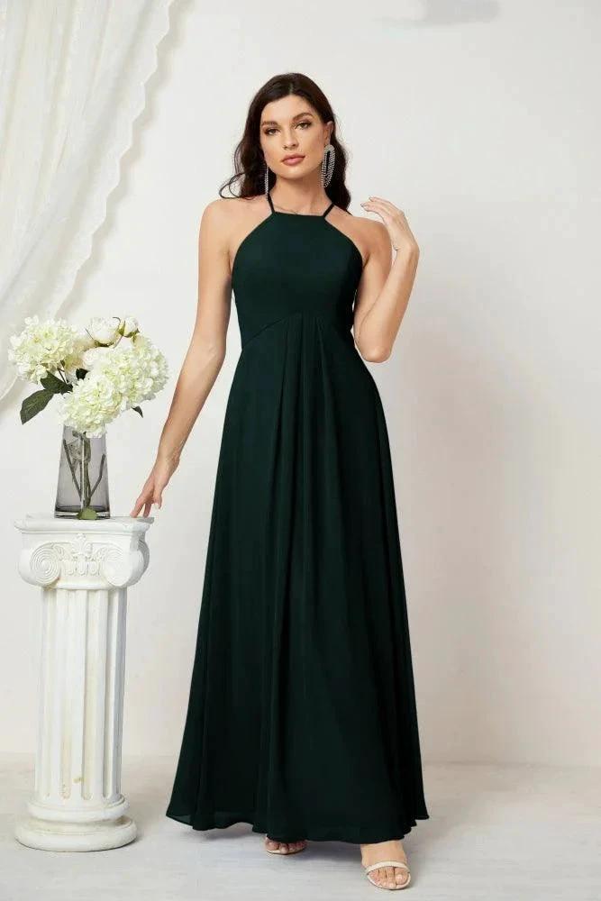 ZapDress Chiffon Halter Bridesmaid Dresses Long A-Line Formal Evening Dress 2805 (ZD16959)