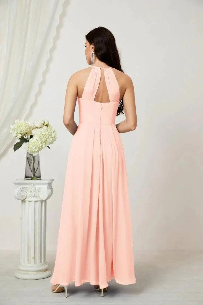 ZapDress Chiffon Halter Bridesmaid Dresses Long A-Line Formal Evening Dress 2805 (ZD16959)